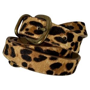 Gap Leopard Print Calf Hair Belt Womens M 3/4" Multicolour Waist Accent VGUC